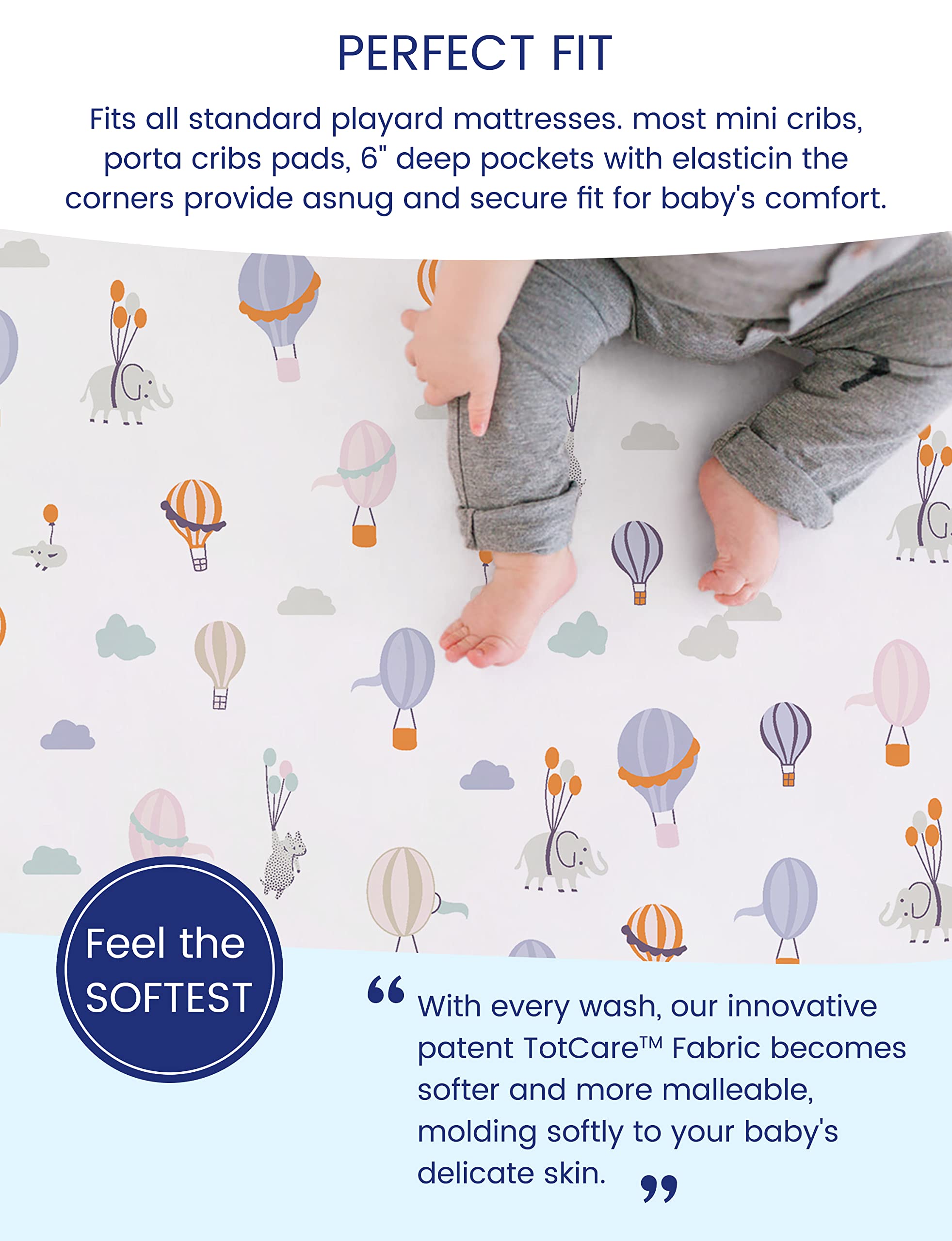 TotCare fabric closeup reveals a silky-soft texture that flexes with the crib mattress.