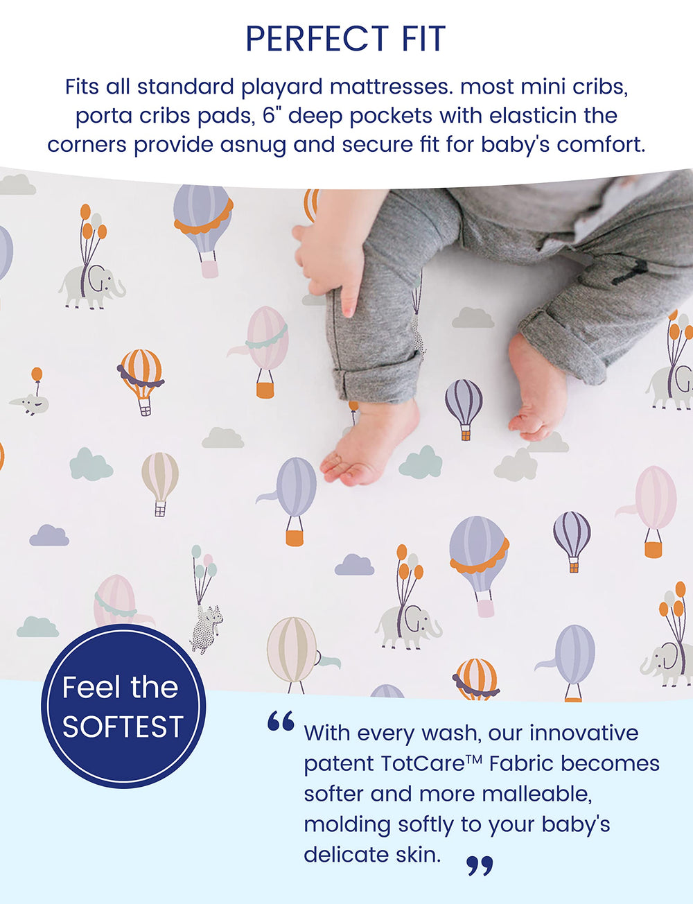 TotCare fabric closeup reveals a silky-soft texture that flexes with the crib mattress.