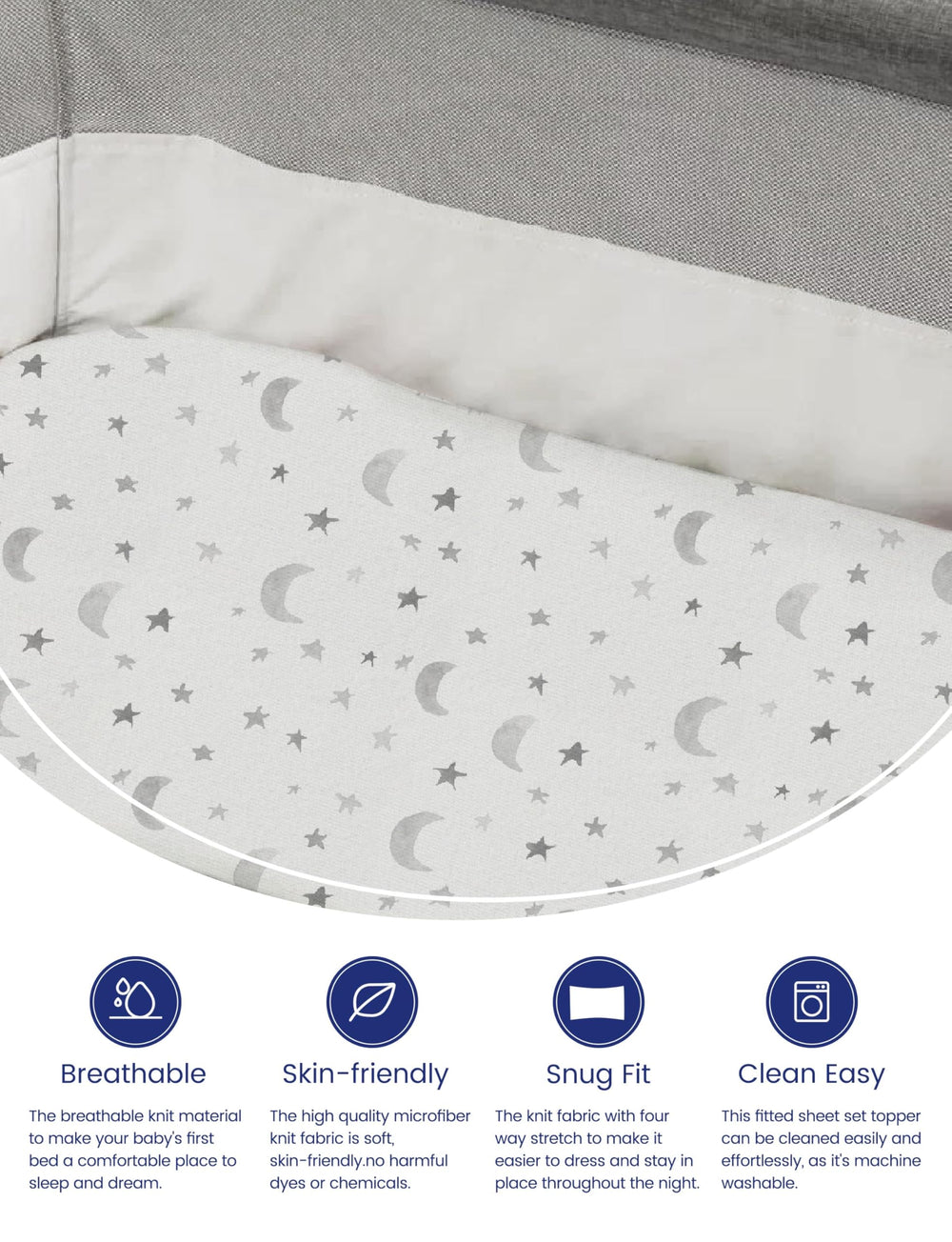 TotAha TotCare fabric closeup shows soft knit texture for gentle nights