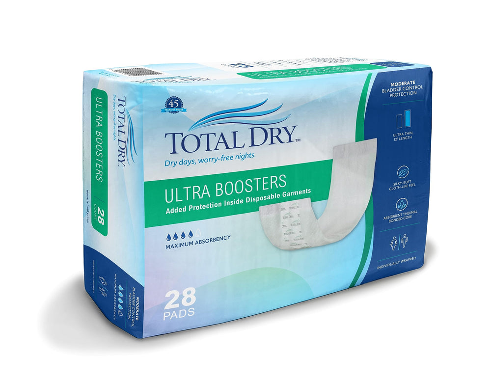 Total Dry overnight duo pad pack offers discreet all-night protection.