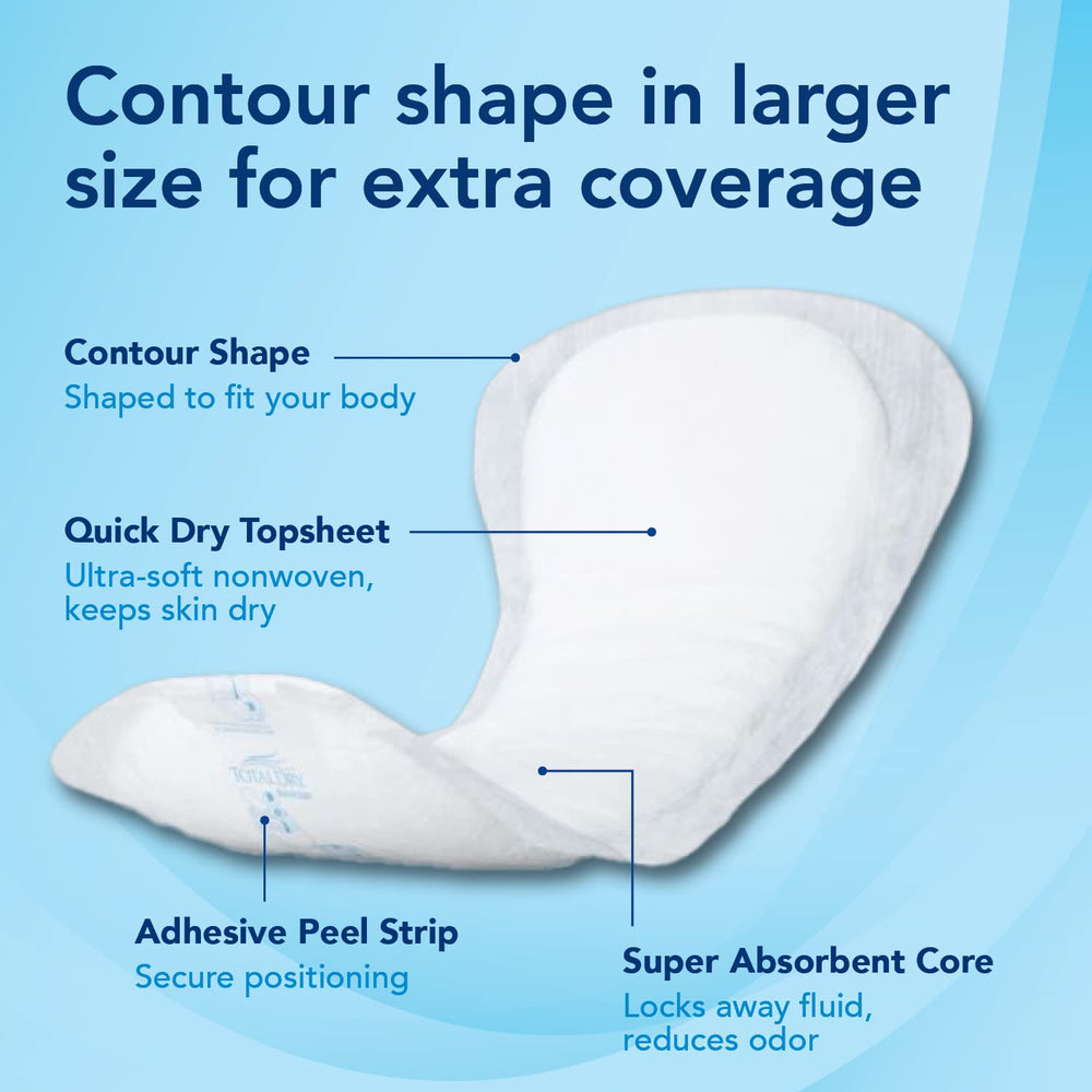 Total Dry booster pads with contoured fit stay securely in place