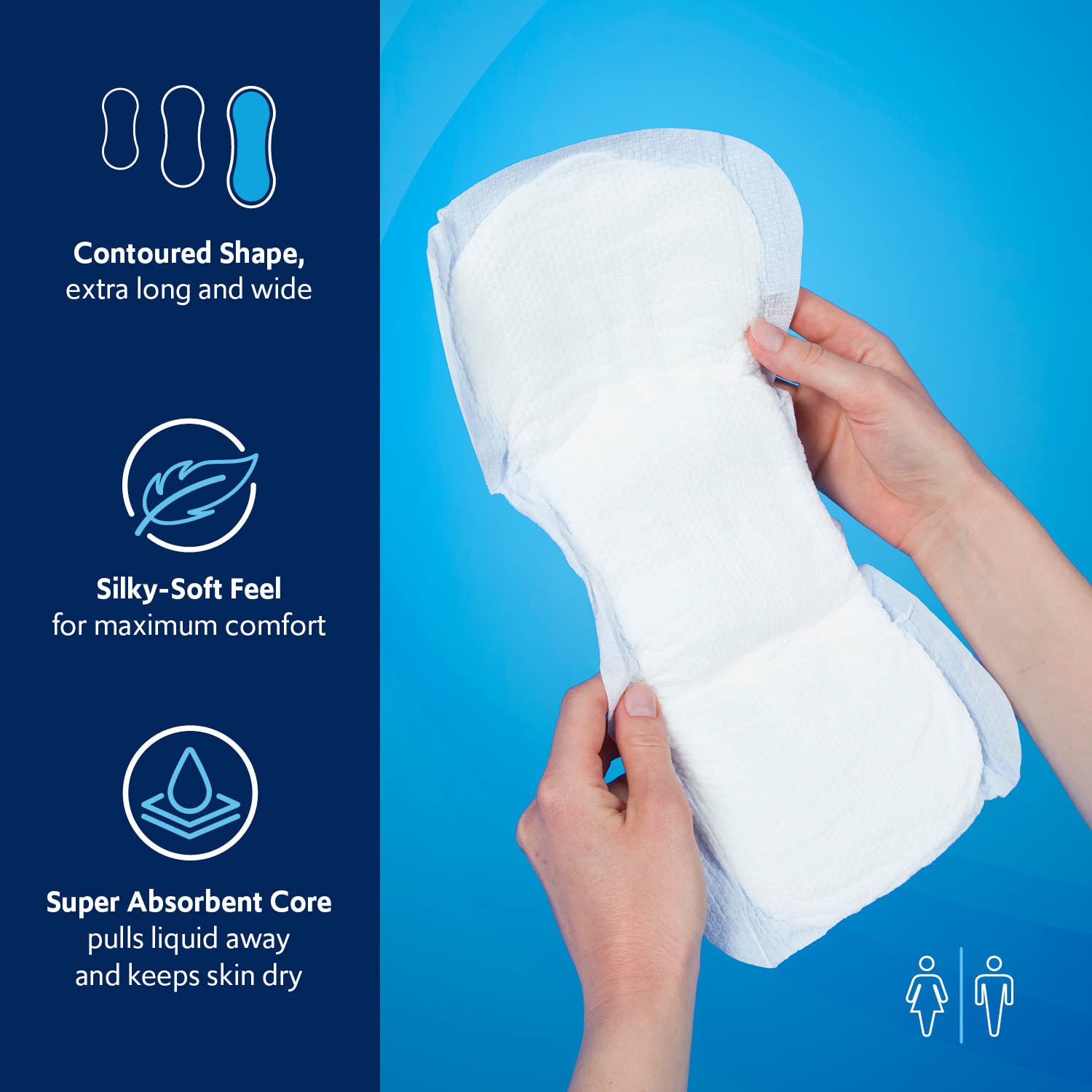 Total Dry moisture-proof top sheet keeps skin dry and comfortable