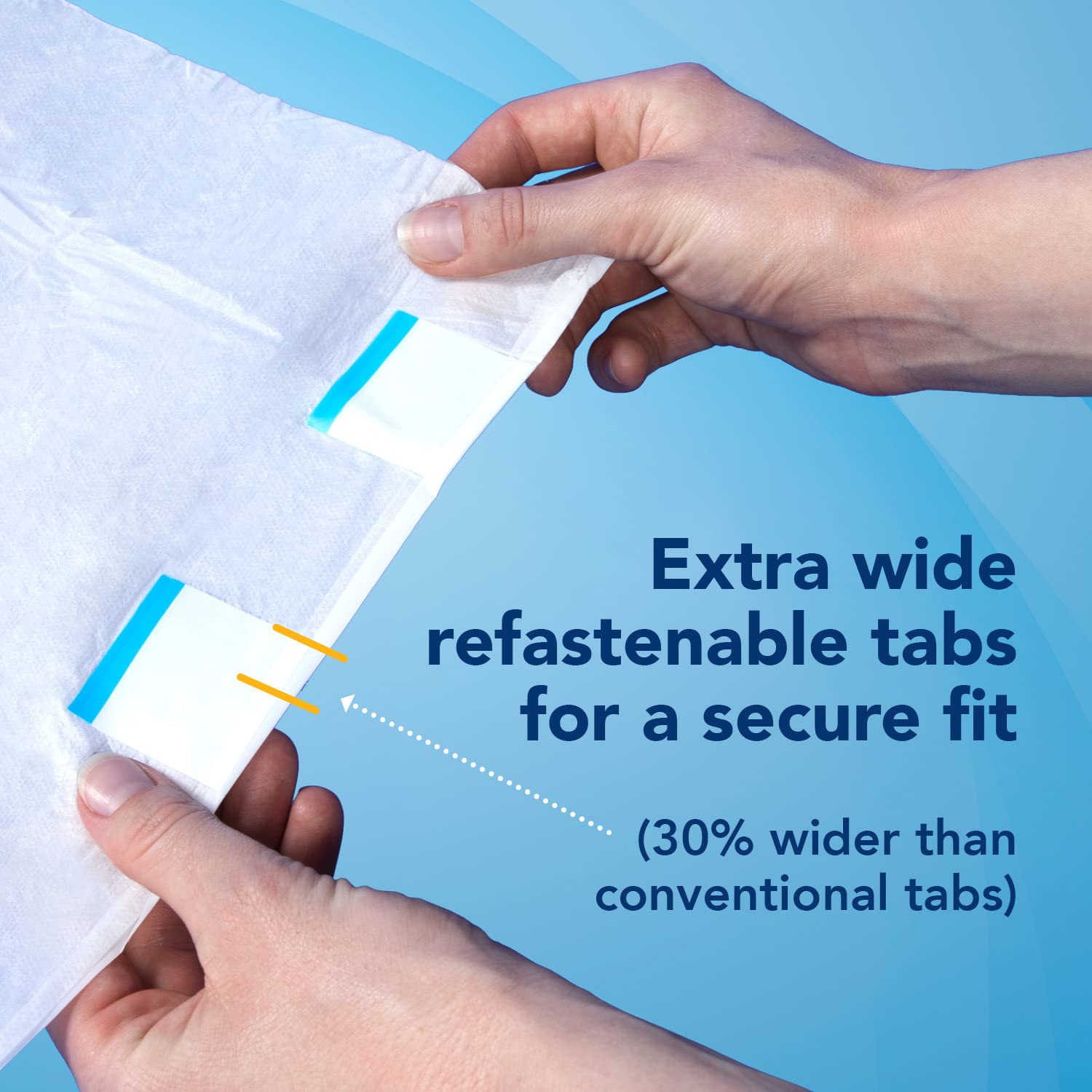 TotalDry Ultimate X-Plus tape tabs highlight secure, adjustable fit.