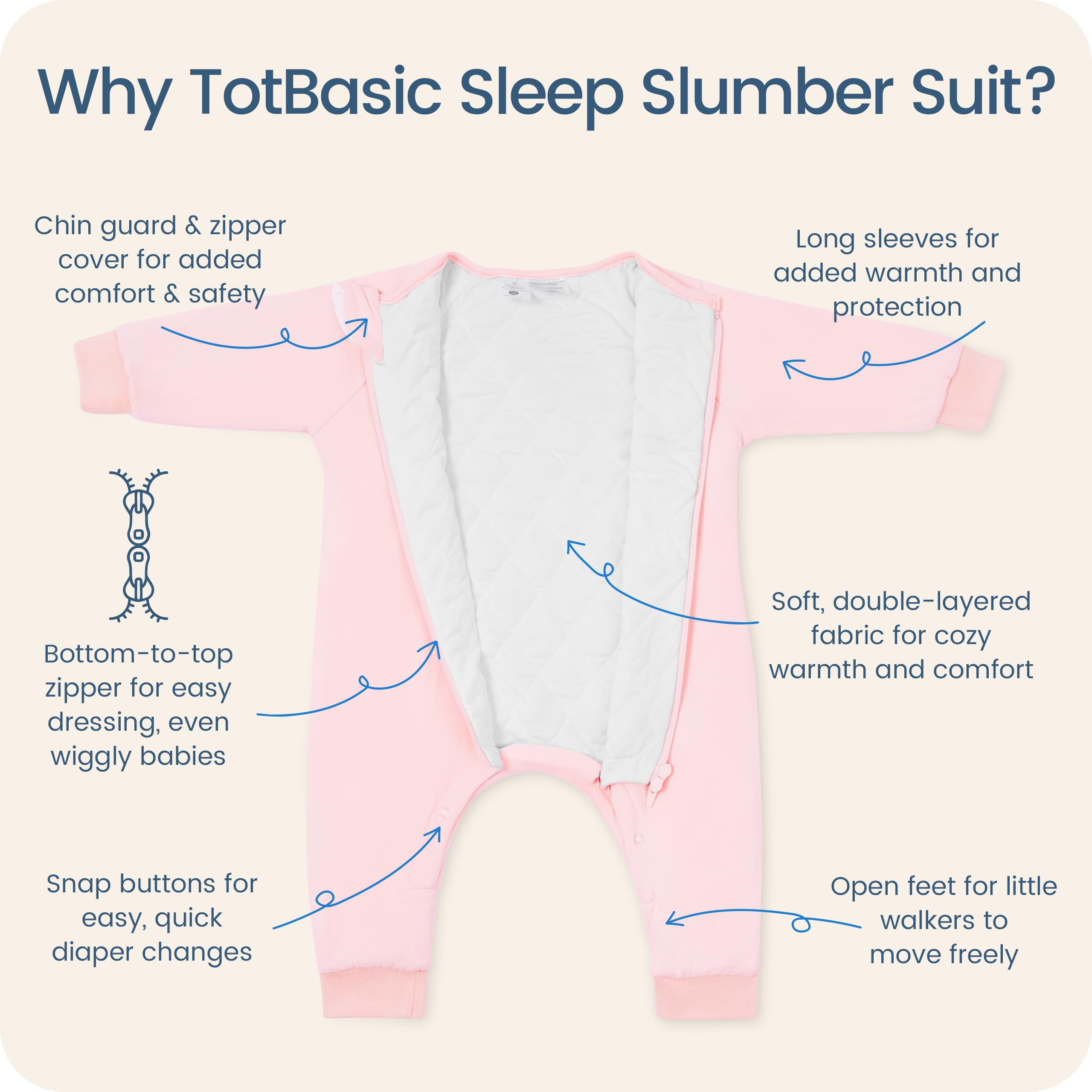 TOTBASIC soft-breathable fabric protects delicate skin during naps