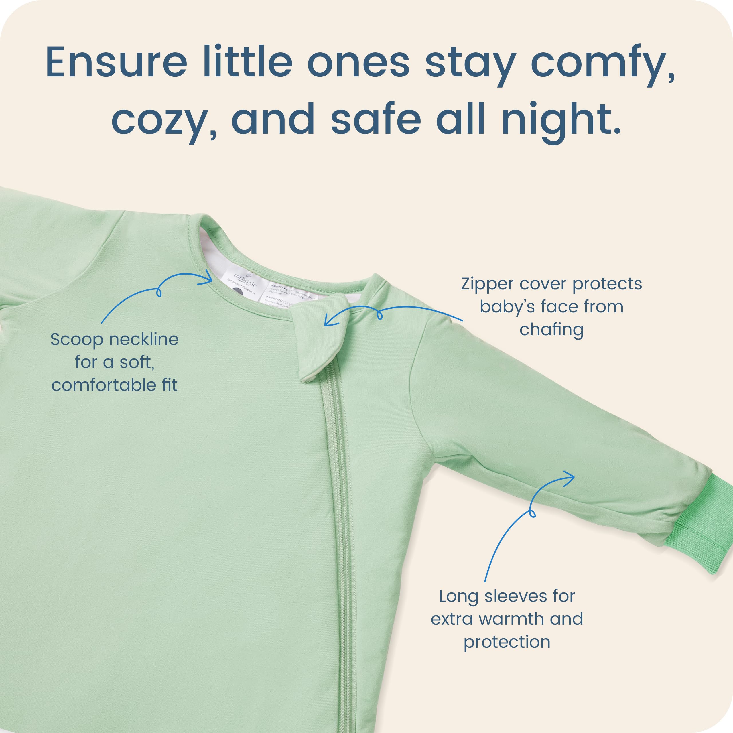 TOTBASIC 1.0 TOG winter sleep sack ideal for nursery temps