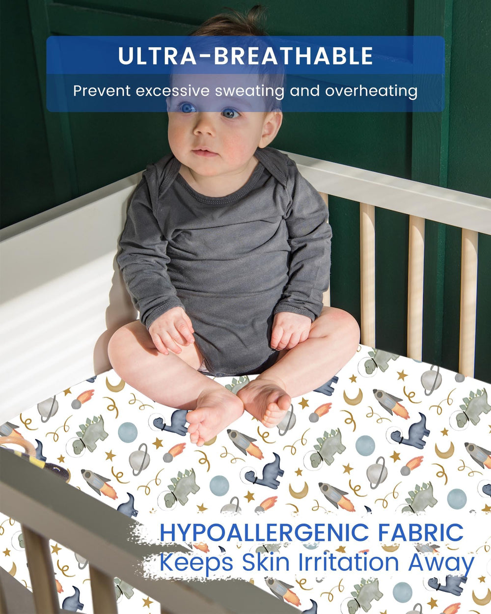 TotBasic 360-fit crib sheet with full-edge elastic stays secure