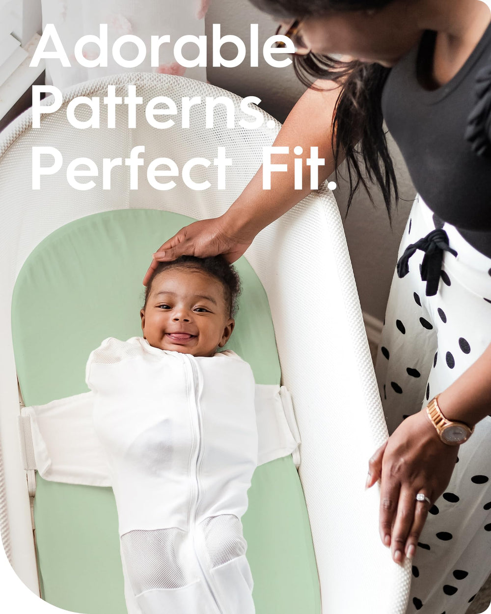 TotBasic 4-way stretch fitted sheet for quick, secure changes