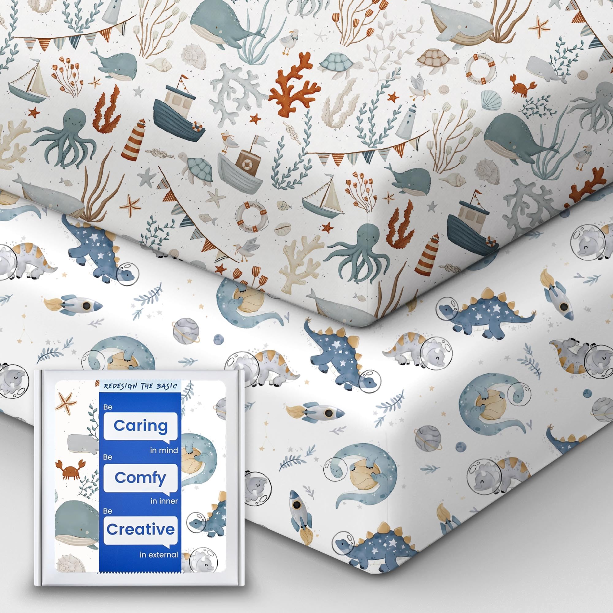 TotBasic crib sheets in soft jersey knit show gentle texture for baby's skin.