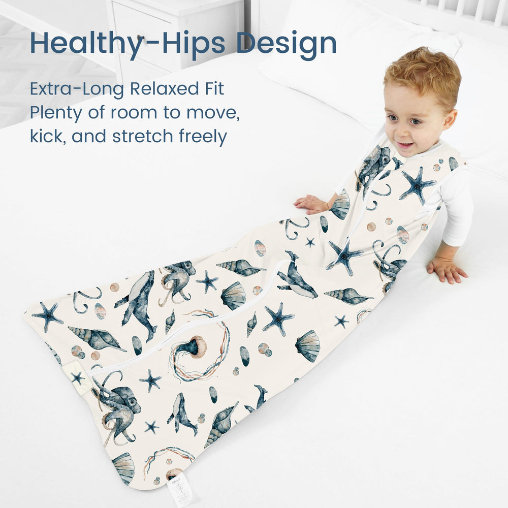 TotBasic 0-5 tog sleep sack keeps baby warm, not overheated.