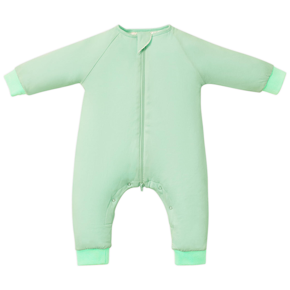 TOTBASIC baby sleep sack with feet in Sage keeps little legs warm and comfy.