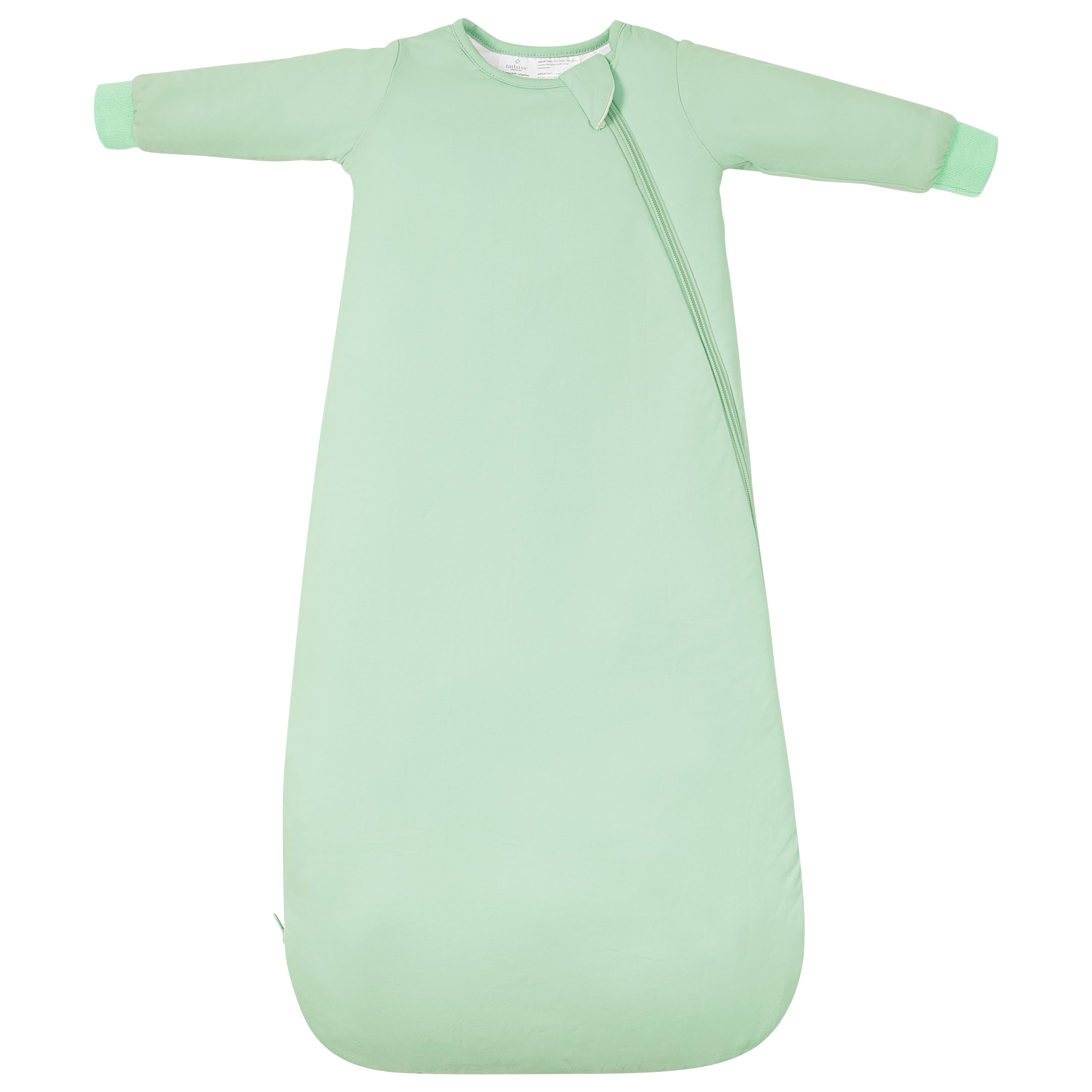 TOTBASIC sleep sack sage front view provides cozy warmth for newborn nights.