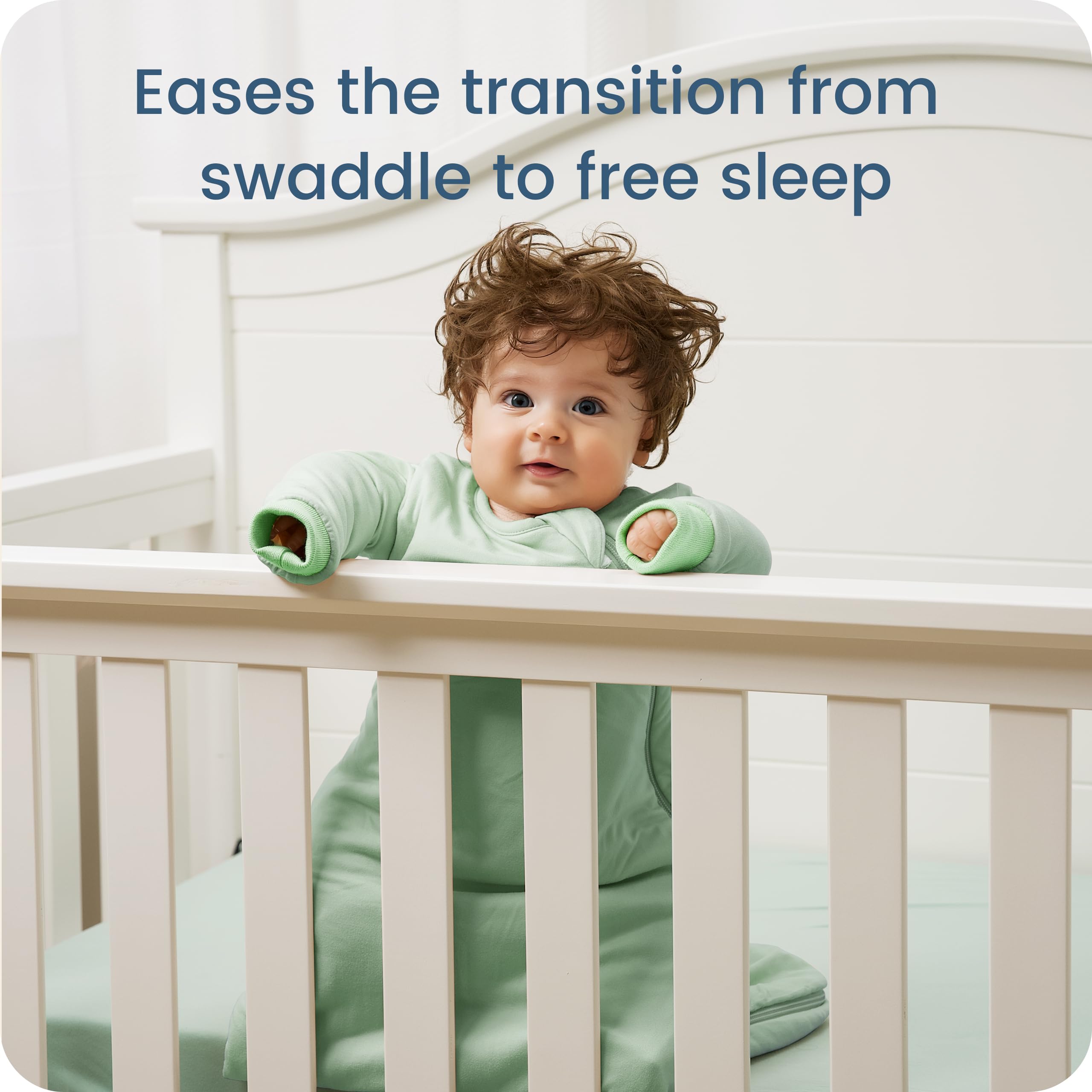 TOTBASIC sleep sack sage zipper-cover detail protecting delicate skin.