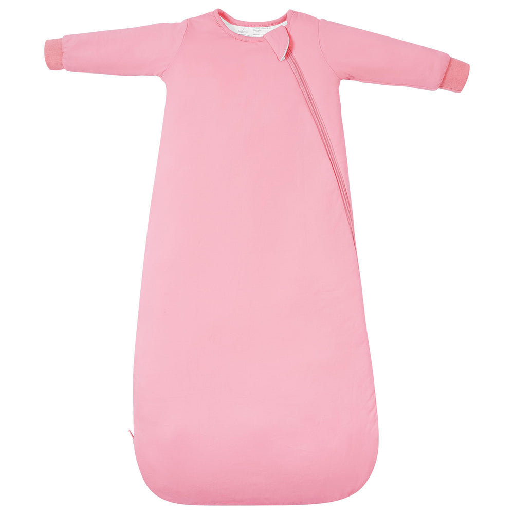 TOTBASIC baby sleep sack in sweet pink worn by infant for cozy nights