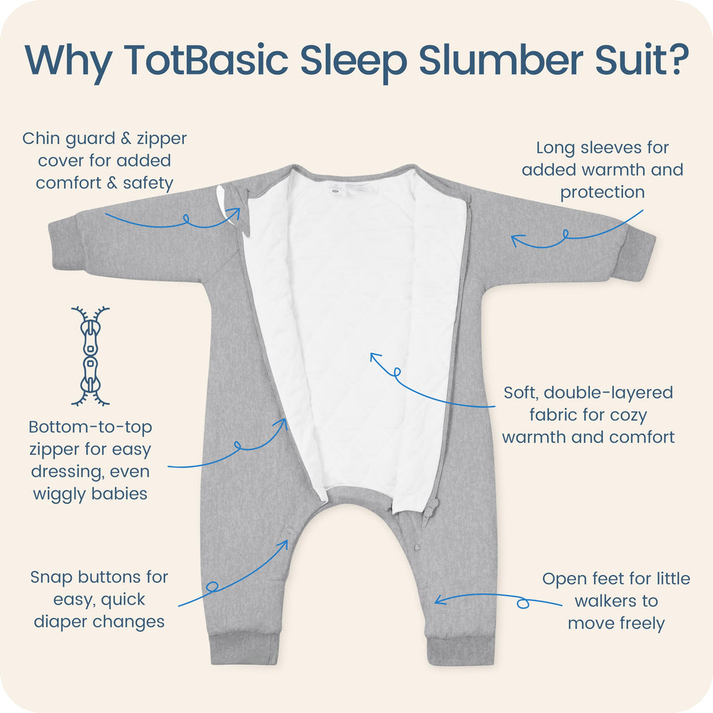 TOTBASIC sleep sack with feet side view highlighting leg freedom for movement