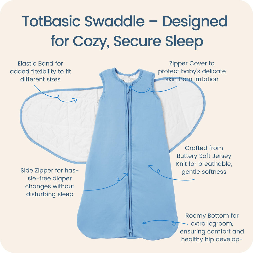 TOTBASIC transition swaddle 3-6 months for growing babies and smoother naps.