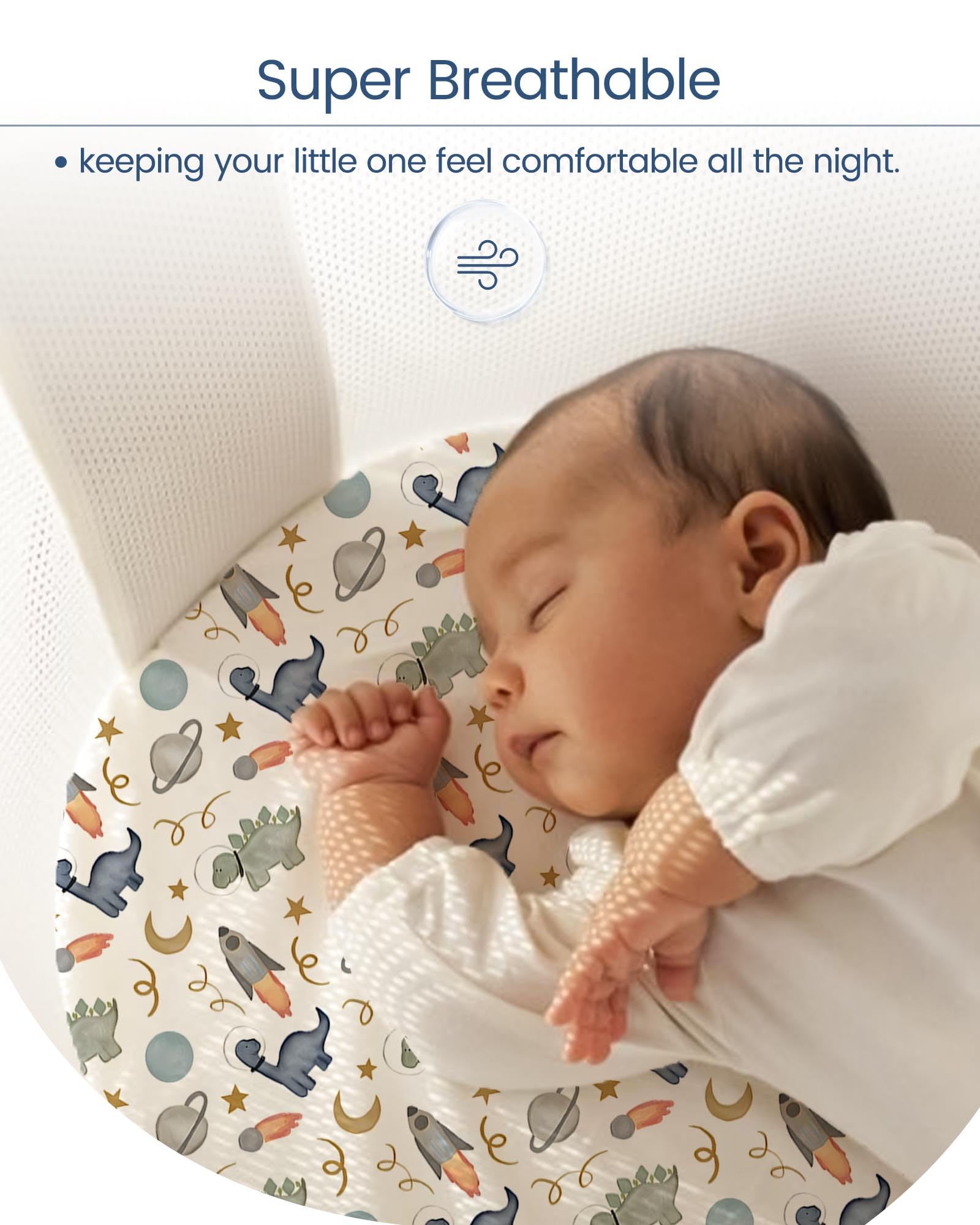 TOTBASIC charming-pattern bassinet sheet adds nursery flair and kid-friendly visuals.