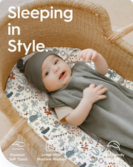 TotBASIC bassinet sheet in ultra-soft jersey keeps baby's skin calm and comfortable.