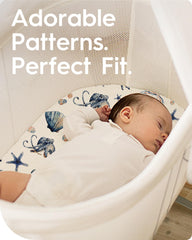 TOTBASIC Ocean & Zoo sheet with snug elastic edge ensures secure sleep