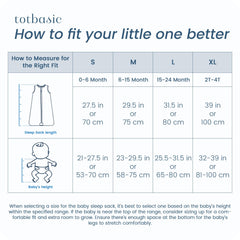 TOTBASIC breathable 0.5 TOG sleep sack prevents overheating.