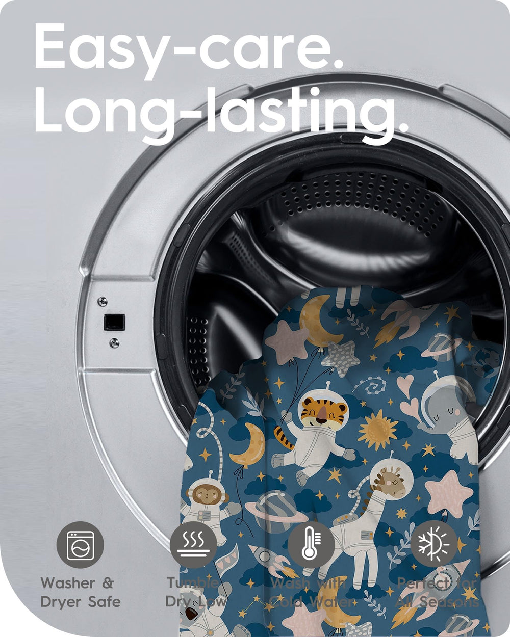 Breathable 100% jersey fabric keeps baby comfy through the night.