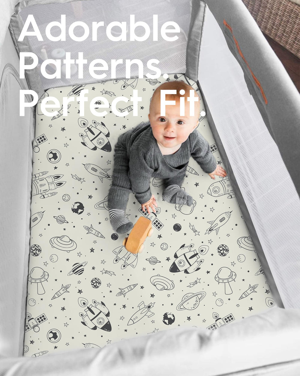 Breathable TotCare fabric helps regulate temperature for comfortable sleep.