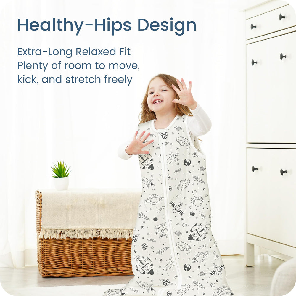 TOTBASIC wearable blanket fits cribs and beds for versatile use.