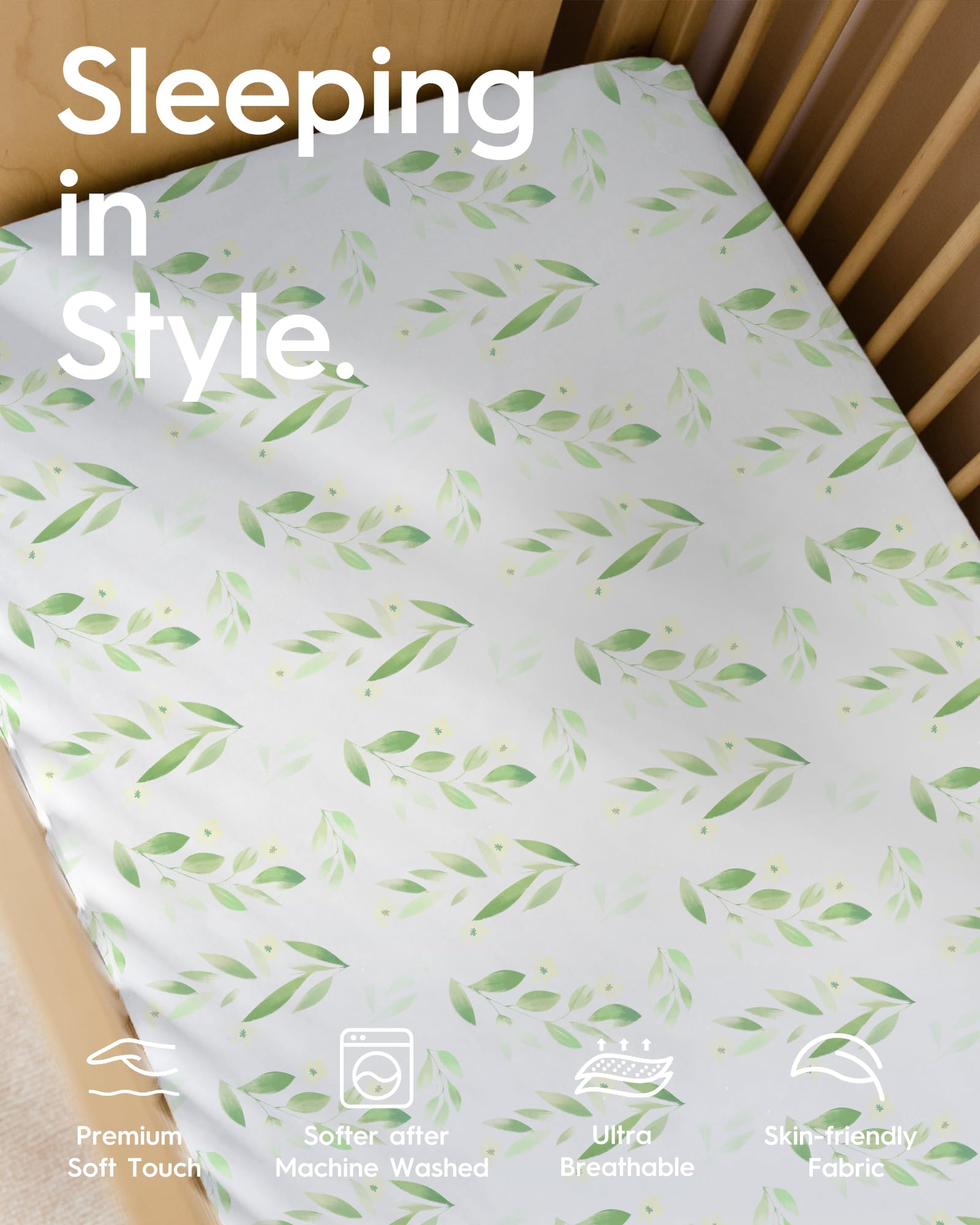 TotBasic deep-pocket 9-inch fit secures crib mattress coverage.