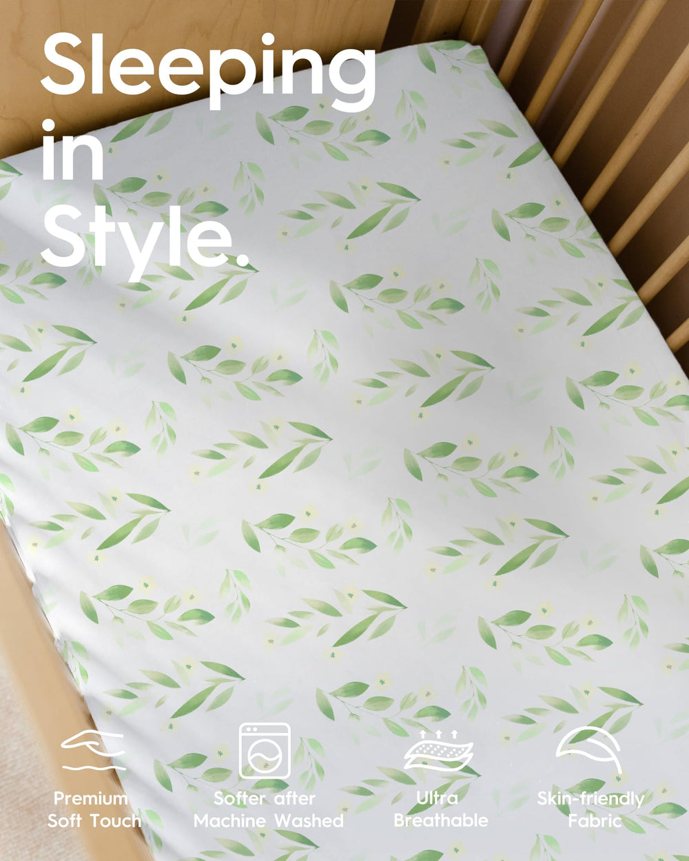TotBasic deep-pocket 9-inch fit secures crib mattress coverage.