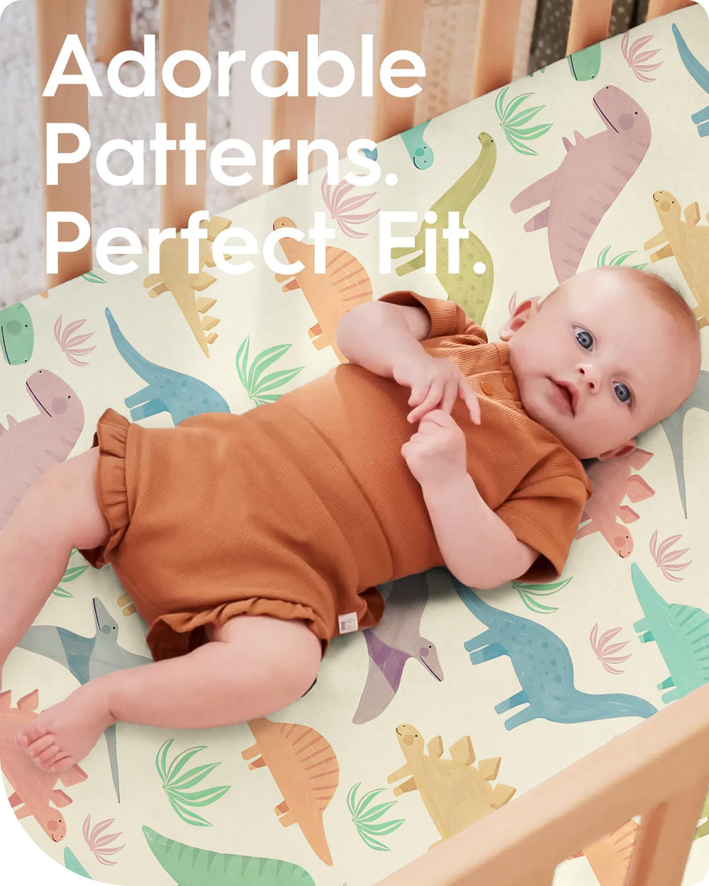 TOTBASIC crib sheet fit-360—stays in place with full-bottom elastic