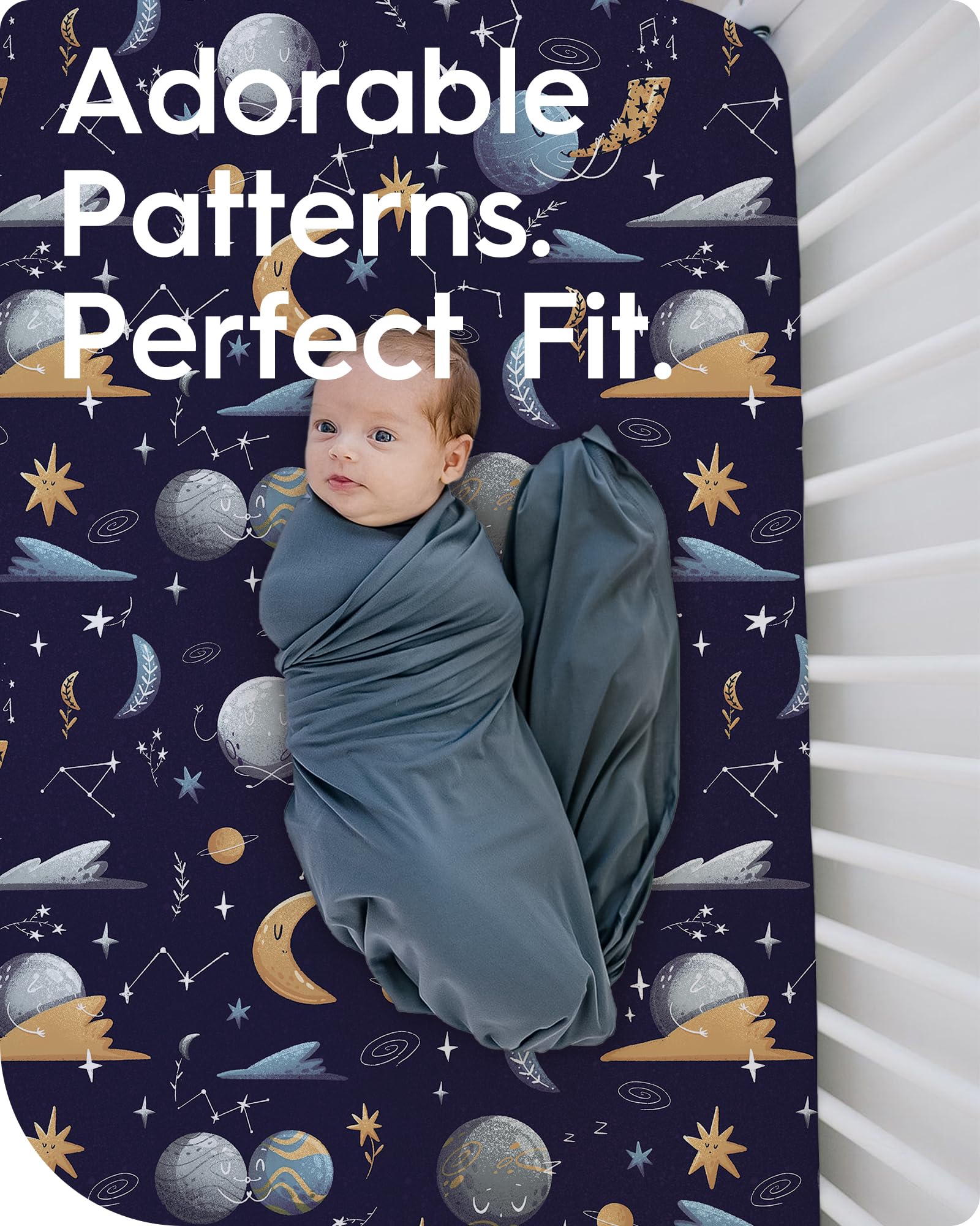 TOTBASIC fitted elastic edge crib sheet stays in place securely