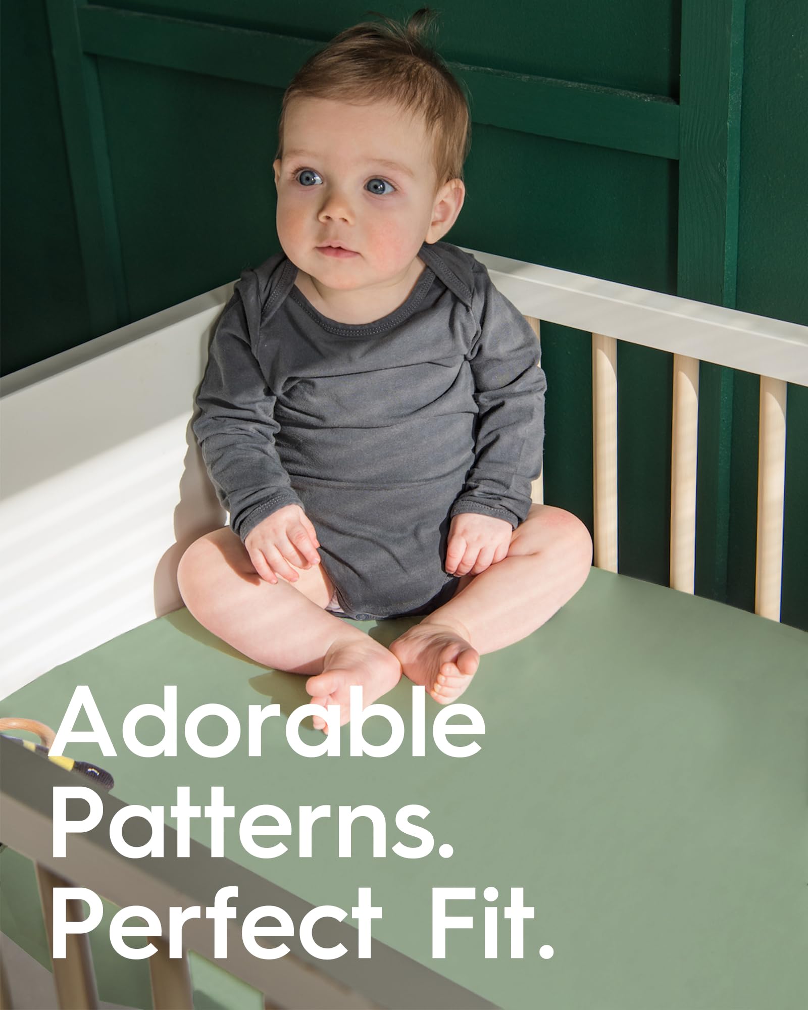 TotBasic two-pack crib sheets ready for use and easy storage.