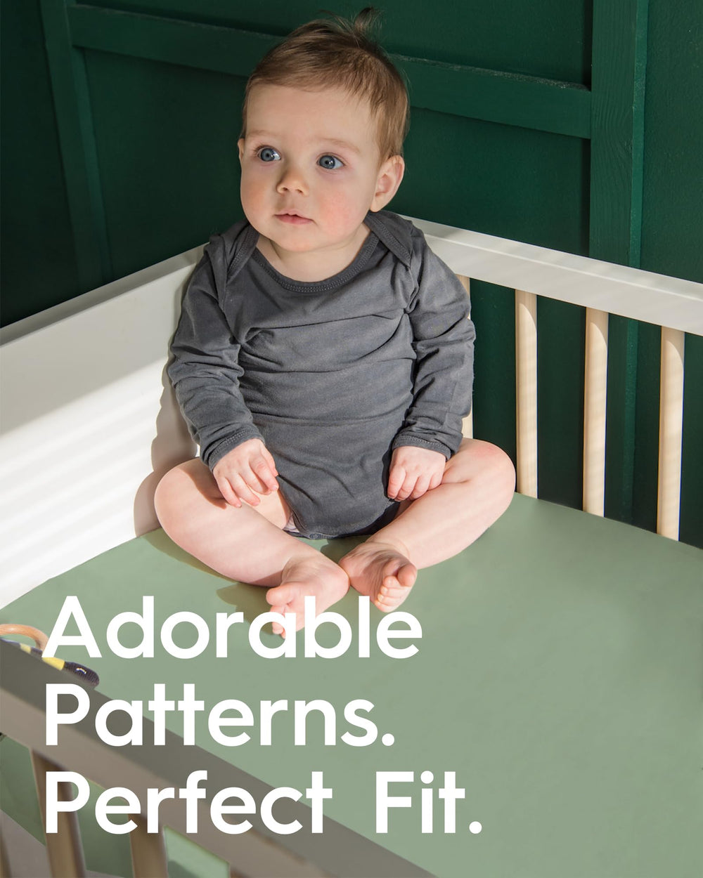 TotBasic two-pack crib sheets ready for use and easy storage.