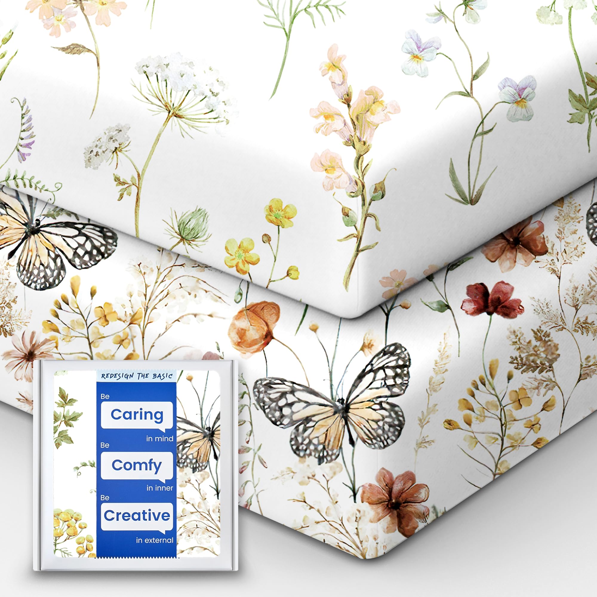 TotBasic butterfly-pattern crib sheets offer gentle, skin-friendly softness for baby sleep