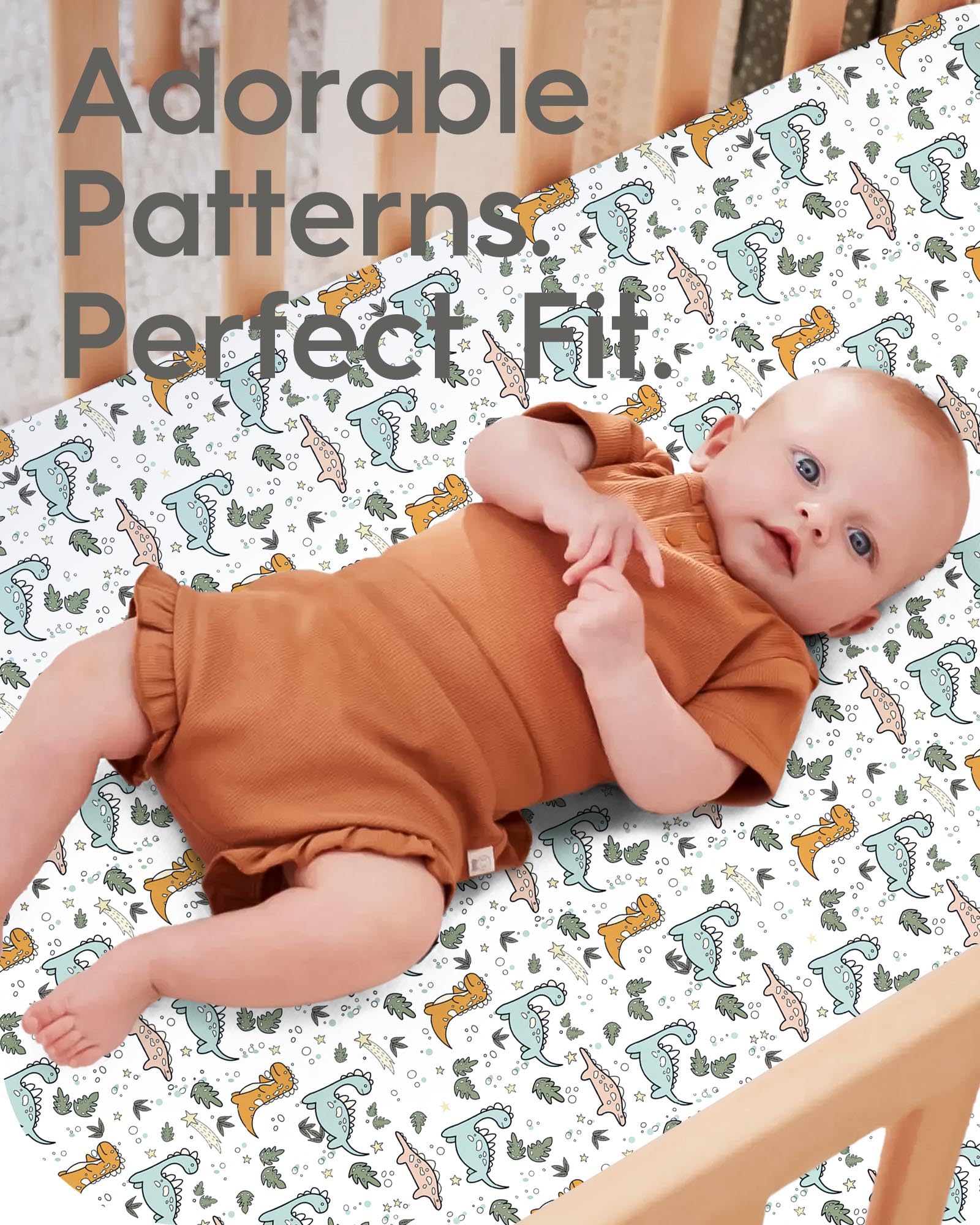 TotBasic deep-pocket 9in crib sheet fits thick mattresses