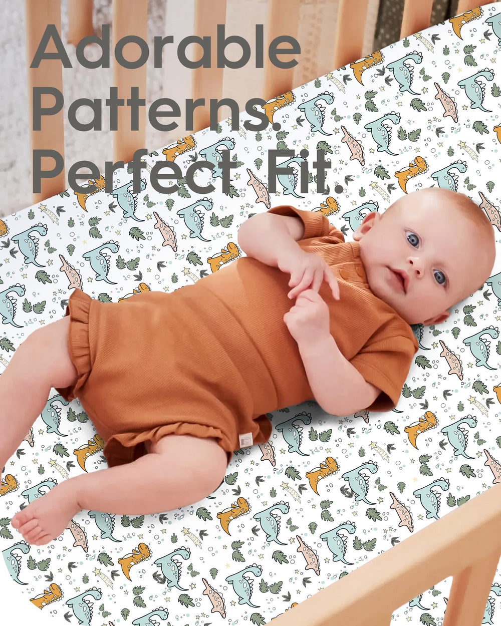 TotBasic deep-pocket 9in crib sheet fits thick mattresses