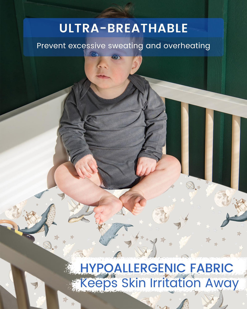 TOTBASIC deep-pocket fit for standard 28x52x9 crib mattresses