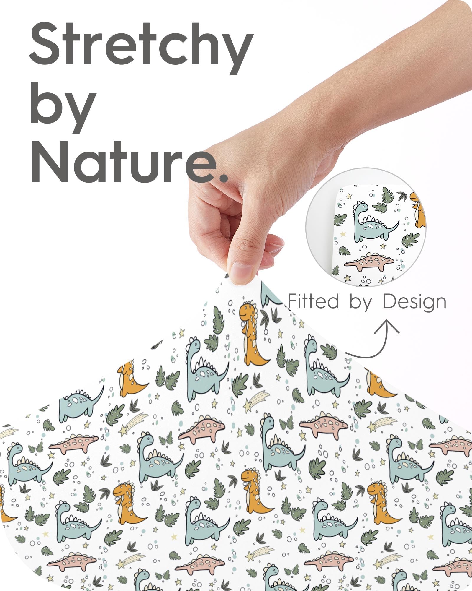 TOTBASIC dino-animals print sheets brighten nap time with playful design.