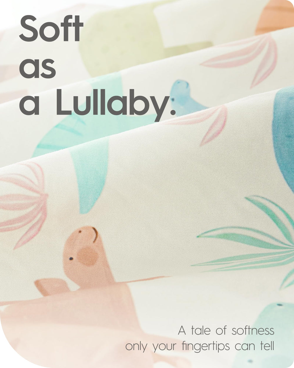 TOTBASIC dinosaur pattern nursery decor—playful design brightens the crib area