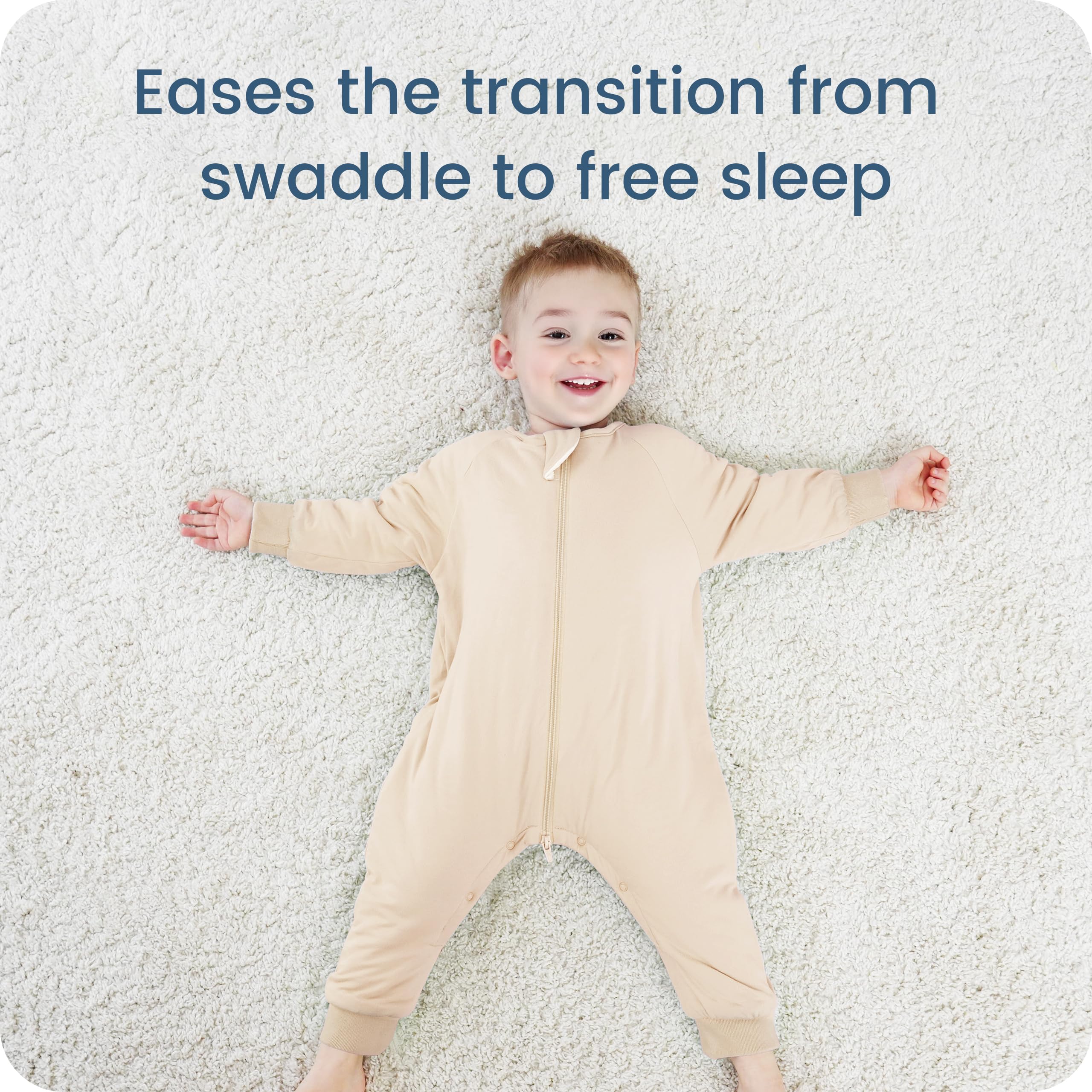 Zipper and bottom snaps enable quick diaper changes without waking your child