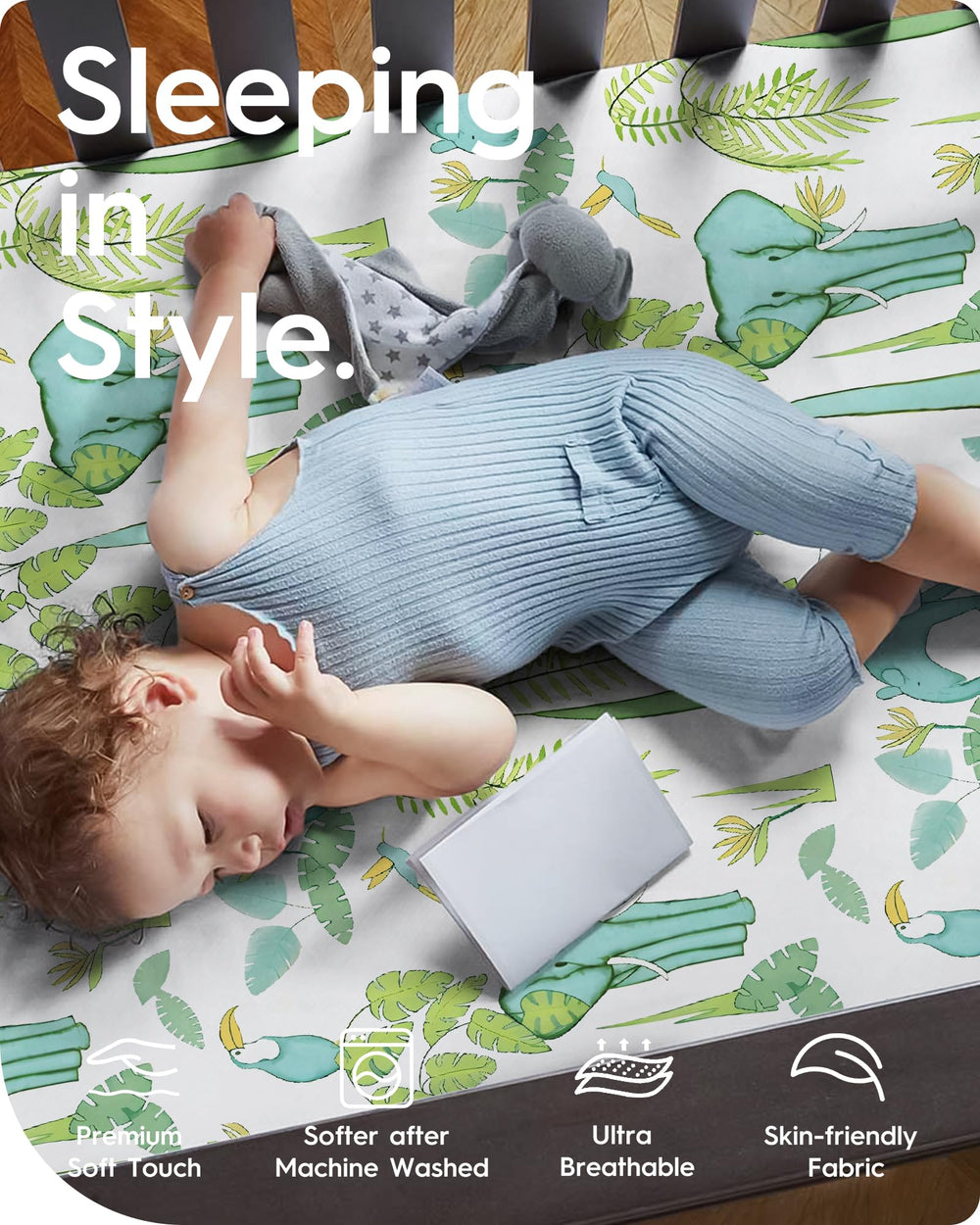 TOTBASIC fitted crib sheet fits 28x52 inch mattresses securely