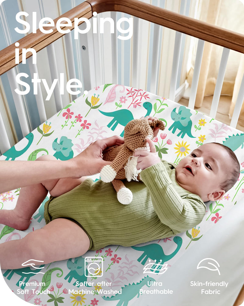 TotBasic pack n play sheets snug elastic band ensures secure fit on playards.