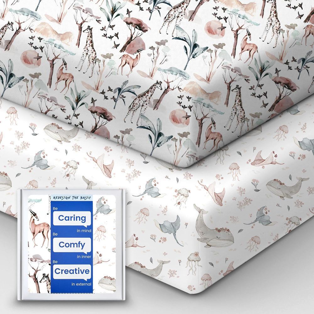 TotBasic pack n play sheets in soft jersey fabric for gentle skin contact.