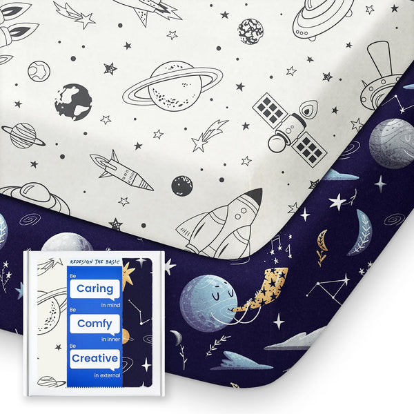 TotBasic Pack N Play sheets: ultra softness against baby skin for cozy naps.