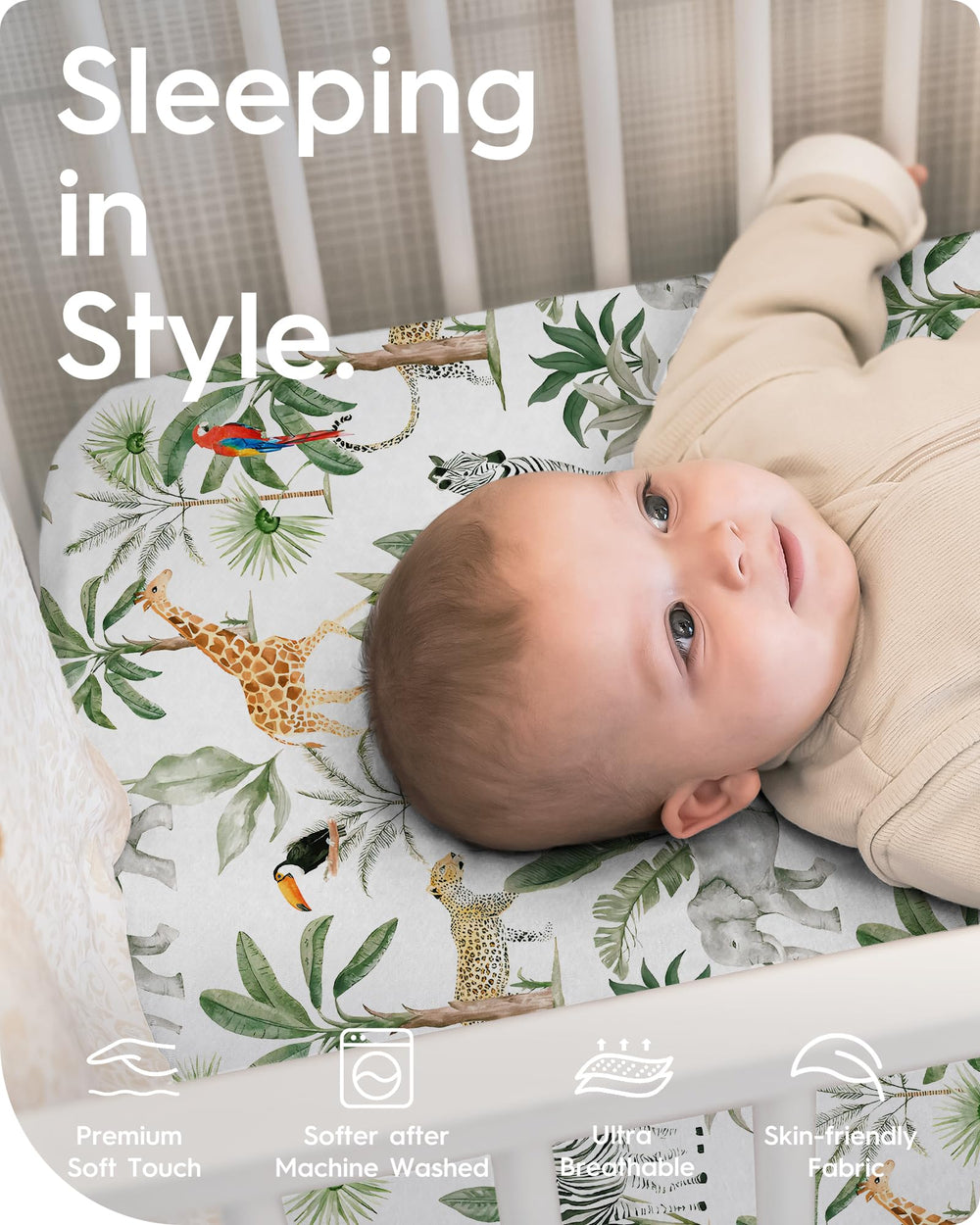 TOTBASIC woodland sheets stretch to fit Graco 27x39 playards securely.