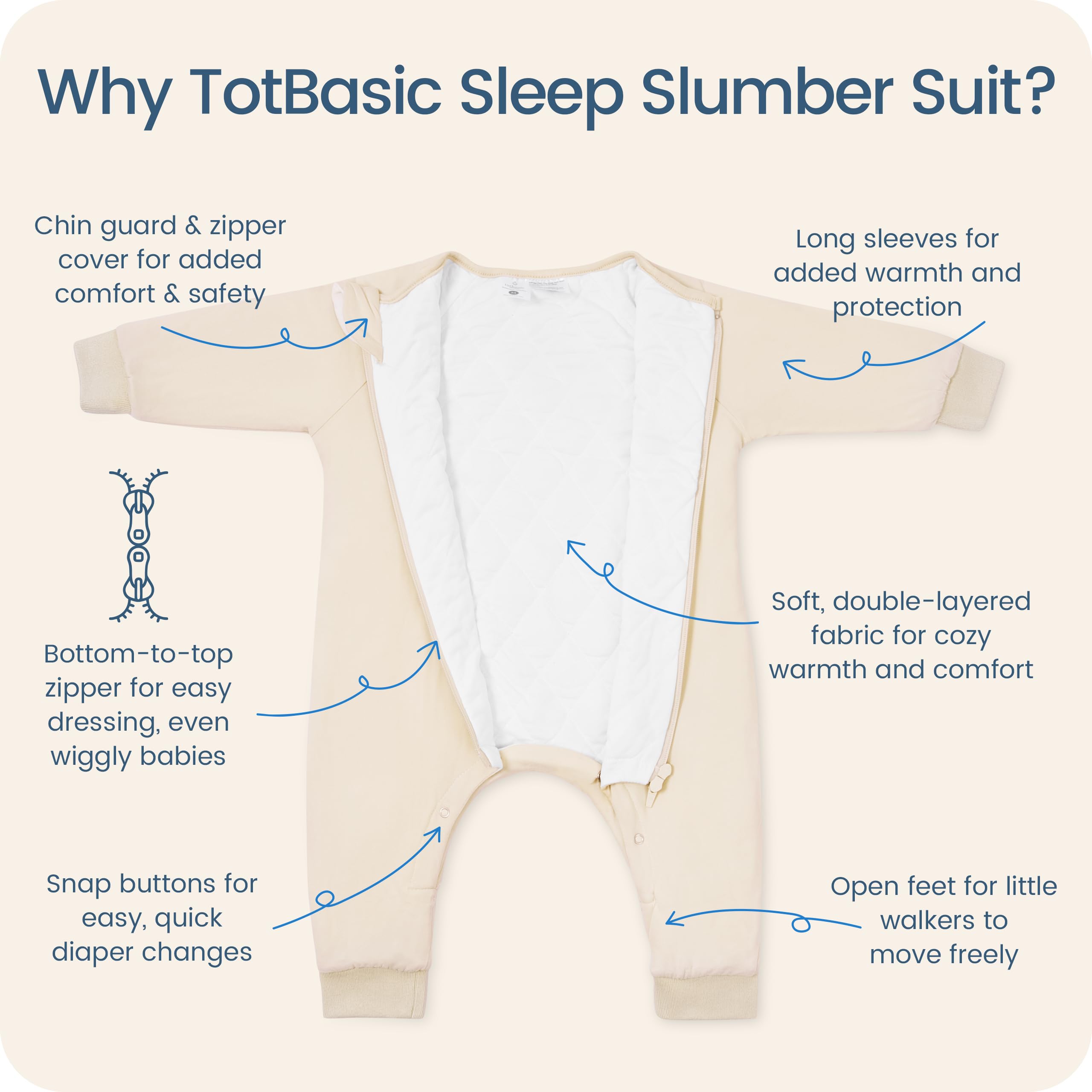 TOTBASIC sleep sack fabric close-up showing soft, breathable material for baby comfort