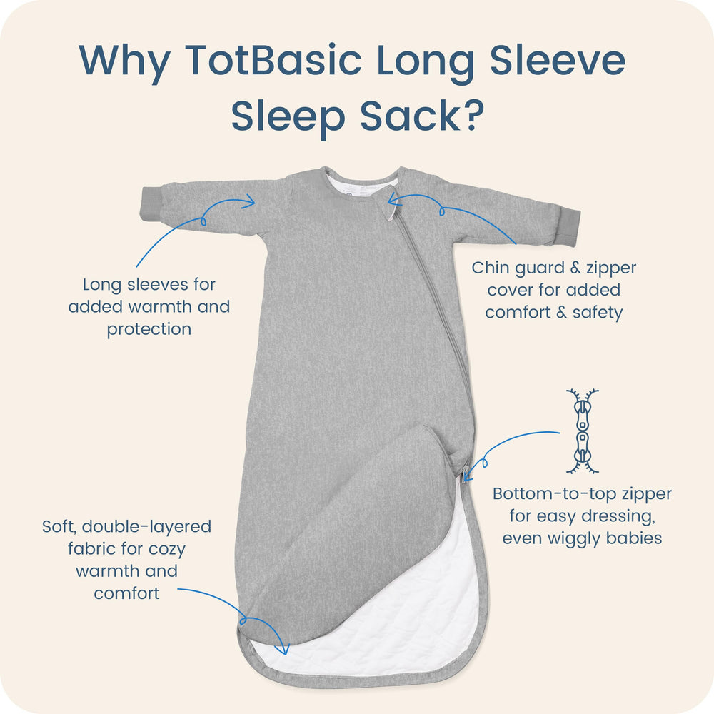 TOTBASIC sleep sack fabric close-up shows soft, breathable material.
