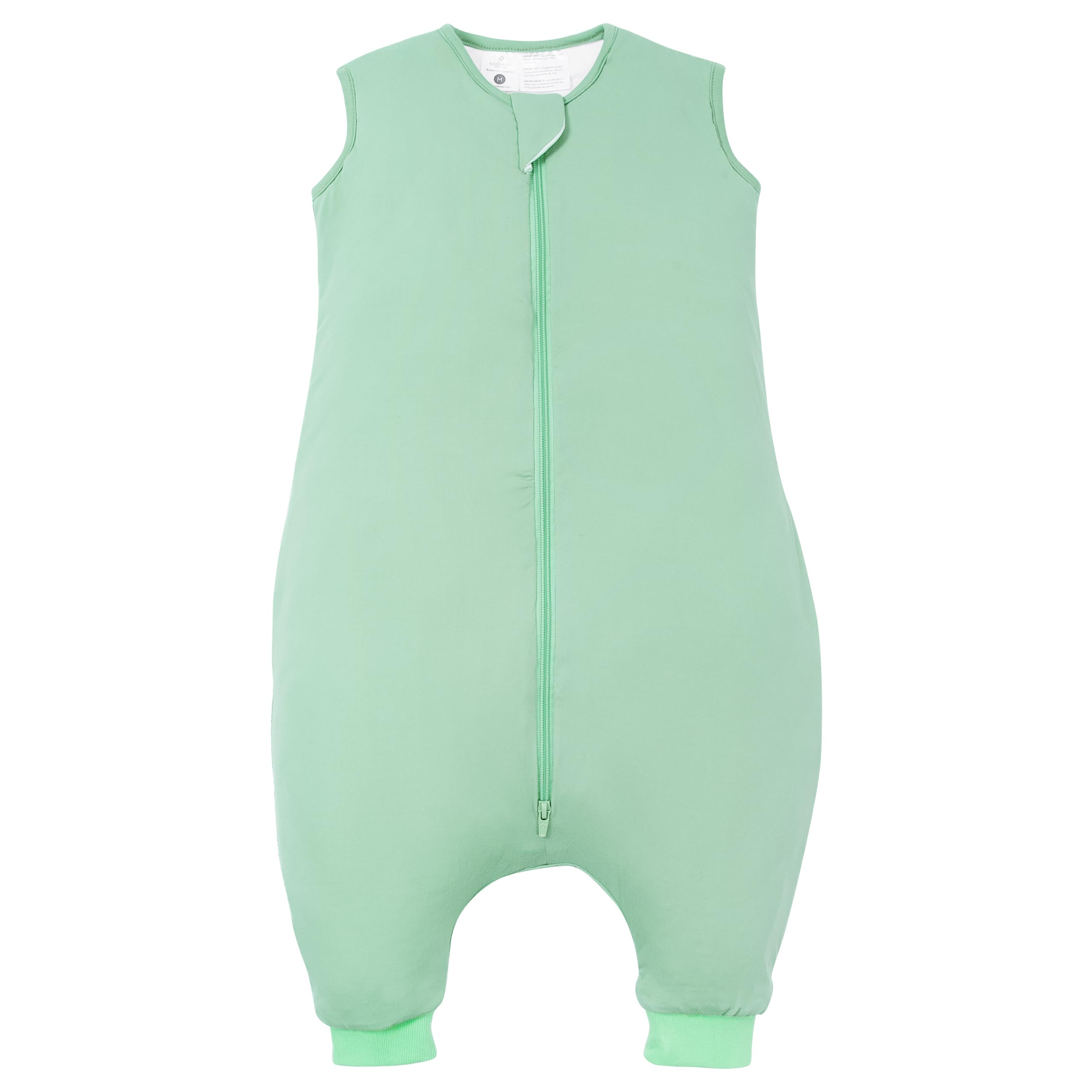 TOTBASIC Toddler Sleep Sack with Feet in Sage showing 1.0 TOG warmth for cozy nights