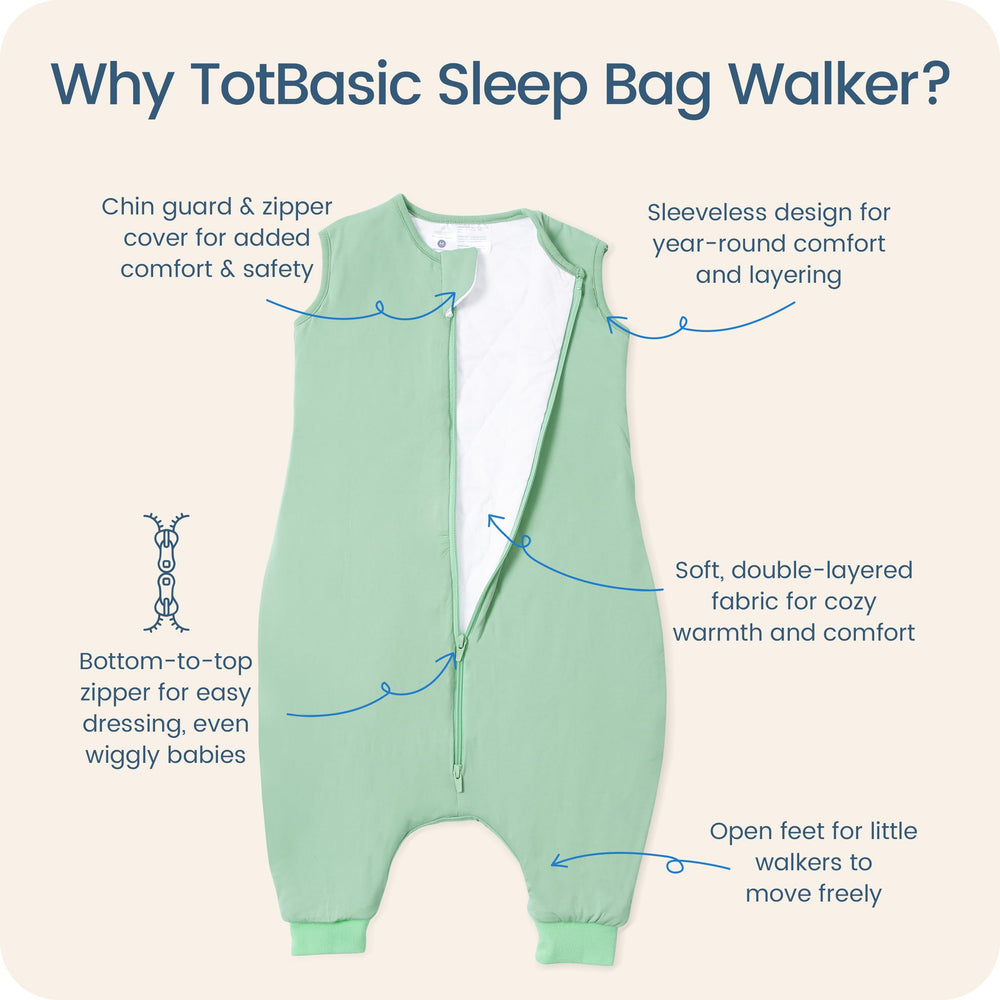 TOTBASIC Sleep Sack with Feet for Walkers — supports leg movement.
