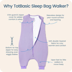 TOTBASIC sleep sack with legs design allows natural movement for toddlers.