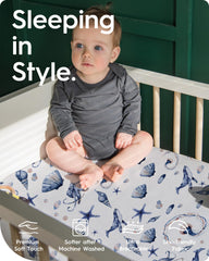 TOTBASIC snug-fit elastic-band mini crib sheet ensures secure playard fit